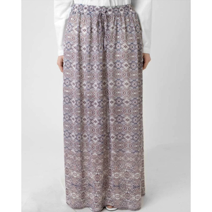NWOT Maxi‎ Skirt Purple White Sheer Geometric Print with Slip Large